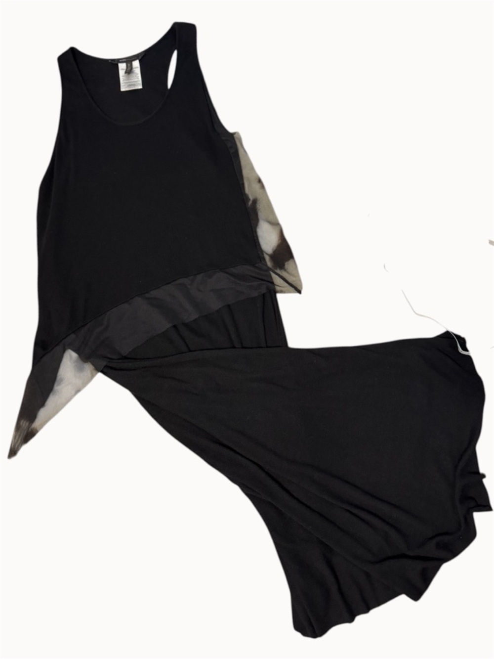 BCBG Max Azria Black Asymmetrical Layered Racerback Midi Dress Size L - Picture 6 of 12